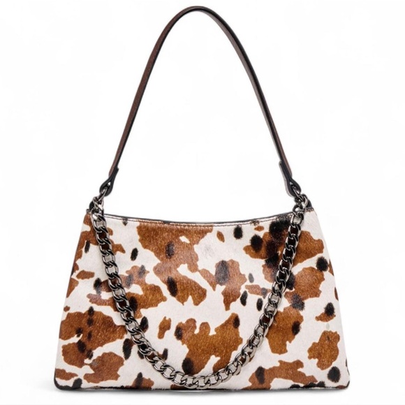 Cow Print Genuine Calf Hair Leather Jagger Shoulder Bag NWT - Picture 7 of 8